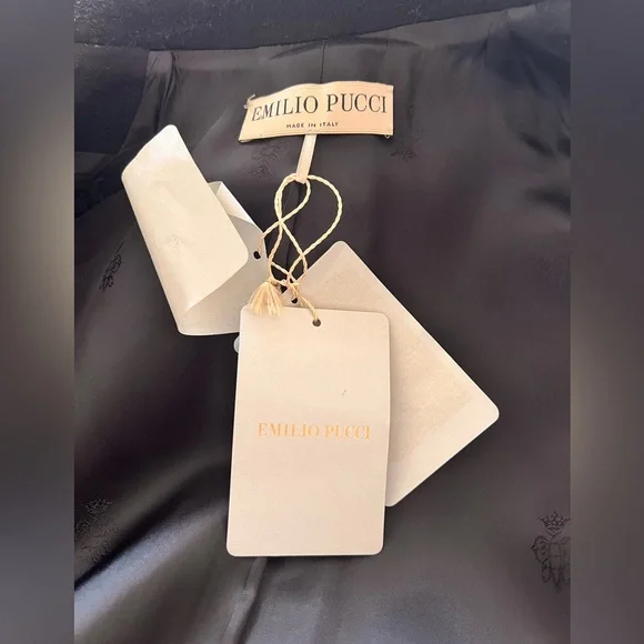 NWT Runway Emilio Pucci Wool Double Breasted Black Coat Italy Size 40 US 6 - Picture 7 of 15